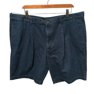NWT Haggar Comfort Cotton Denim Shorts with Expandable Waist Zipper Mens Size 42